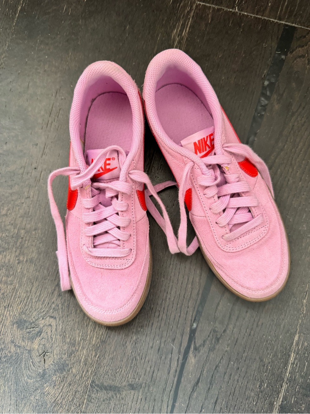 Kids Nike Pink Suede Low-Top Sneakers